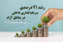 رشد 21 درصدی سرمایه‌گذاری داخلی در مناطق آزاد طی چهار ماه نخست 1404