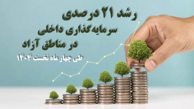 رشد 21 درصدی سرمایه‌گذاری داخلی در مناطق آزاد طی چهار ماه نخست 1404